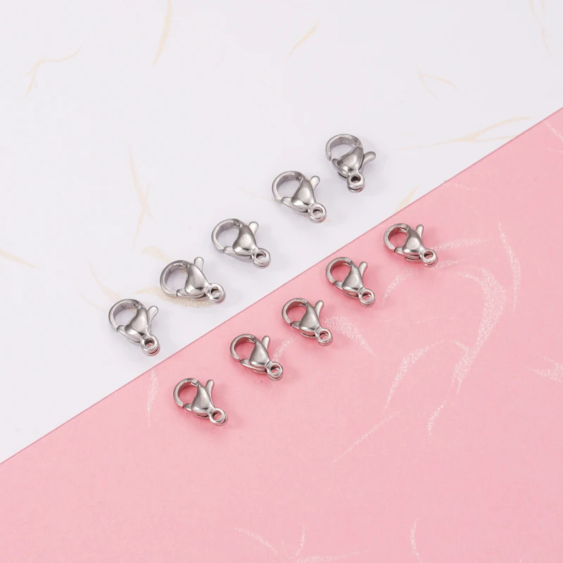 Fnixtar 1000Pcs 9/10mm Stainless Steel Steel Color Lobster Clasps Hooks End Connectors DIY Making Jewelry Findings Components