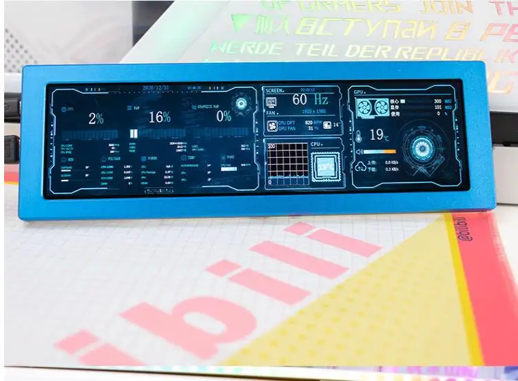 8.8 inch1920*480HD IPS Screen Temperature Control Dynamic Display Desktop AIDA64 Adjustable Brightness For Raspberry Pi Computer