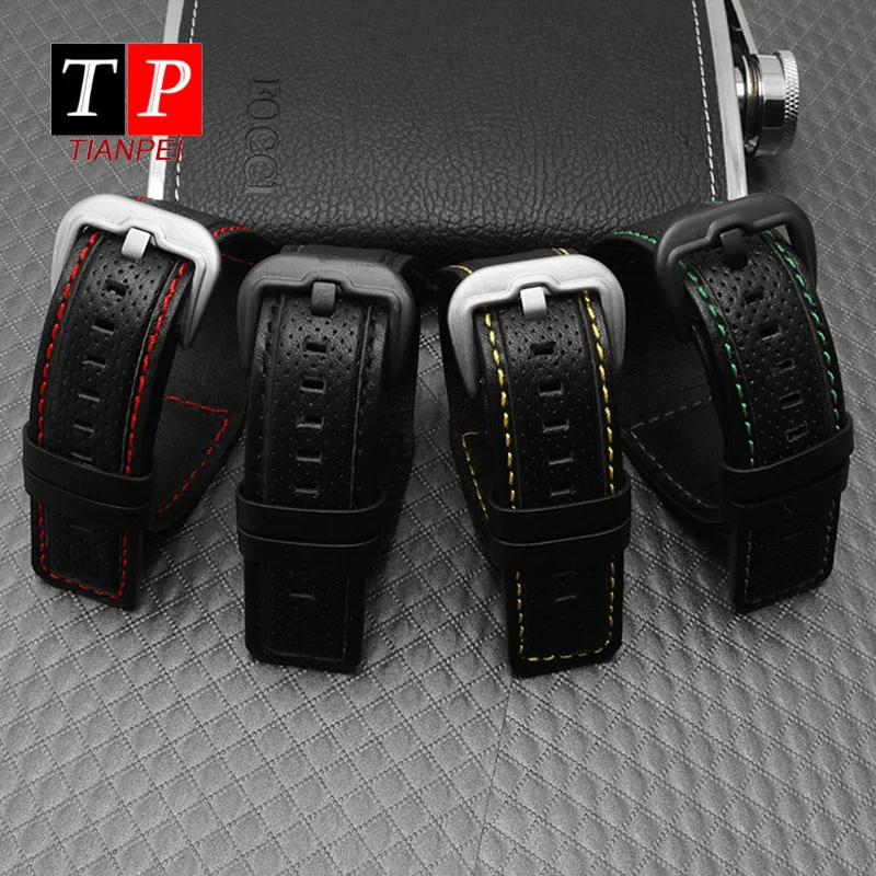 Simplicity leather watch band for Dietrich OTC-AO1 OT-3 waterproof 24mm watch strap black watch bracelet Cowhide wristwatches