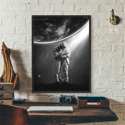 Space Love Poster Cosmonaut Couple Space Photography Theme Prints Canvas Painting Black White Wall Pictures Home Wall Art Decor