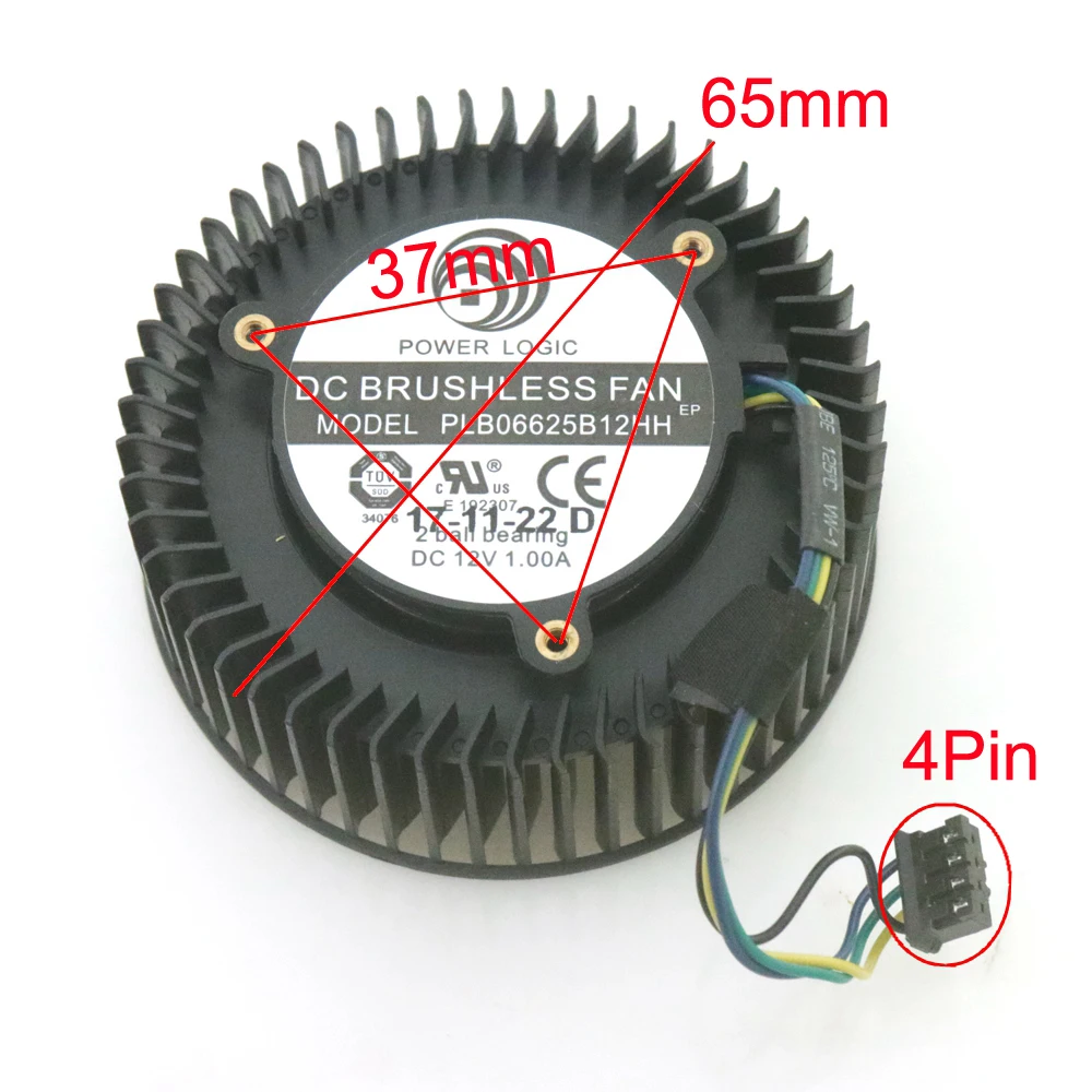 PLB06625B12HH 65mm 12V 1.0A 4Pin VGA Fan For ASUS GTX1080ti GTX1080 GTX1070 GTX1070ti GTX1060 TURBO Graphics Card Cooling Fan