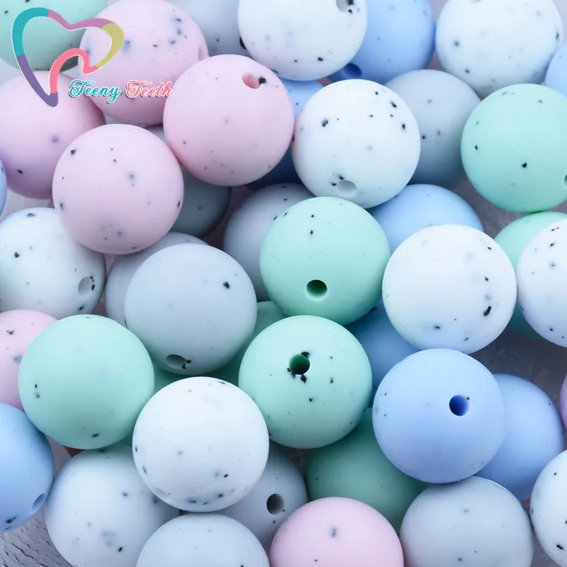 30 PCS Soft Gritty Colors Mixed 12 MM Silicone Baby Teething Beads Food Grade Nursing Round Teether Silicone Beads Baby Teether