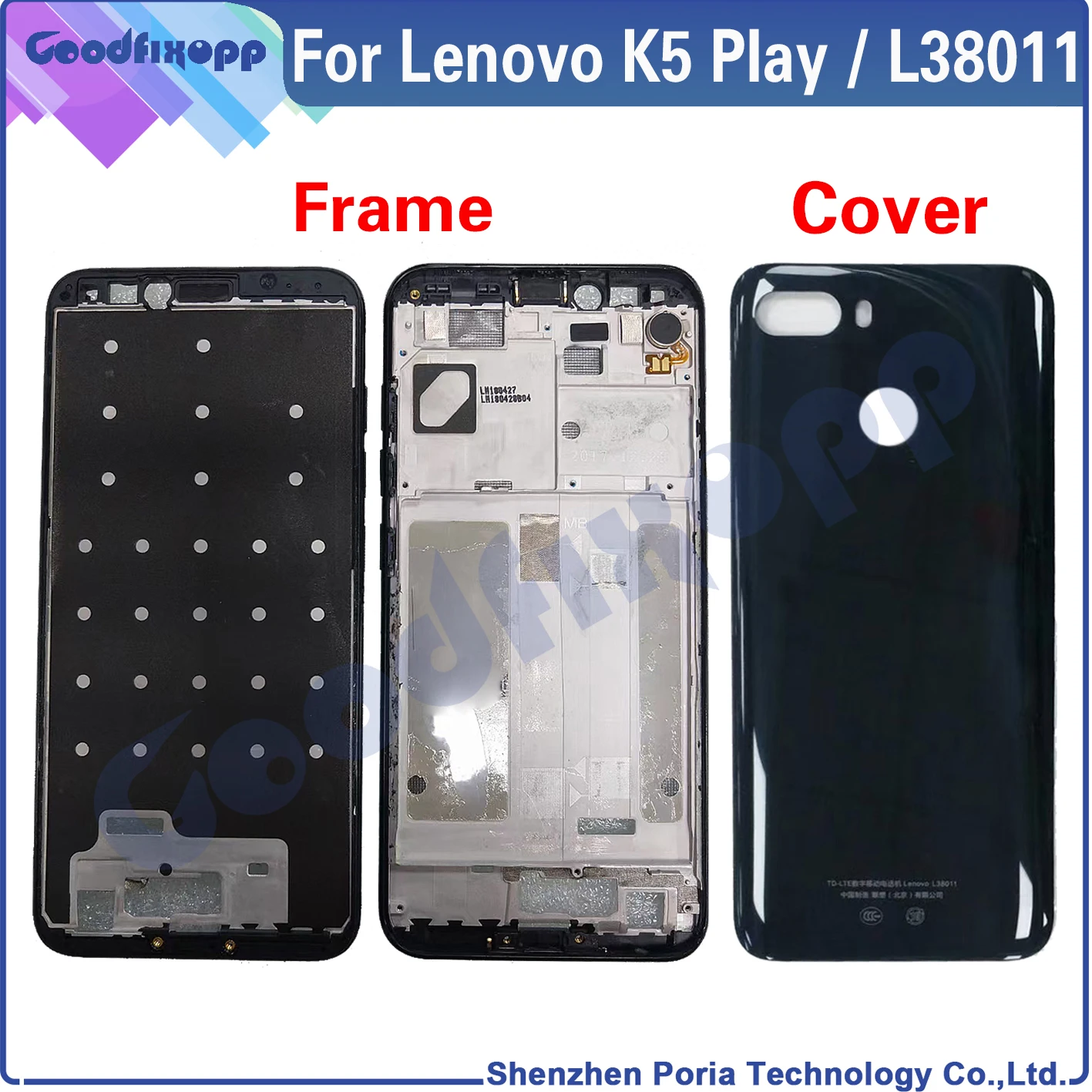 For Lenovo K5 Play L38011 Front Frame Battery Back Cover Rear Case Cover Middle Frame Rear Lid For Lenovo K5Play LCD Frame