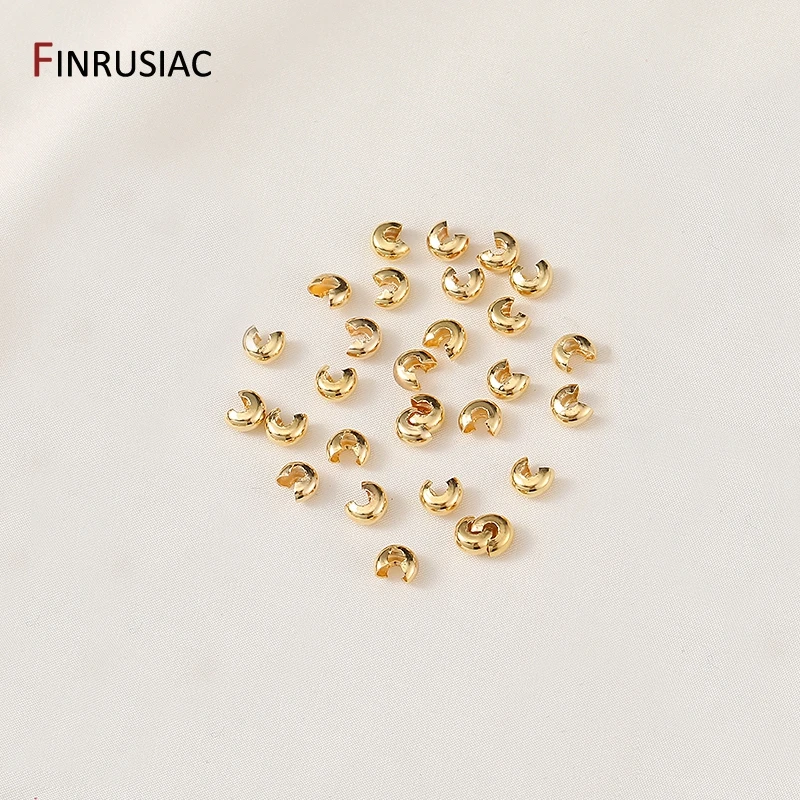3/4/5 mm 18 Karat vergoldetes Messing, offene Quetschperlen, Abdeckungen, Quetschperlen, Stopper, Abstandsperlen für DIY-Schmuckherstellungszubehör – Detail 20