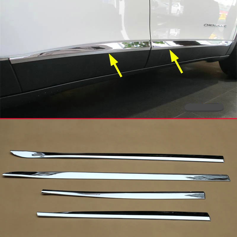 

Chrome Door Body Side Skirts Molding Cover Trims For Jeep Cherokee KL 2014-2021