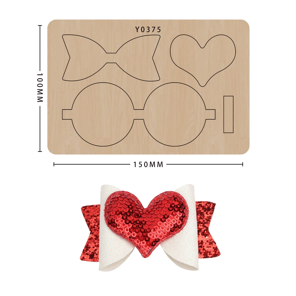 Bow Cutter Leather Craft DIY Love Heart BowKnot Cutting Dies, Wooden Mold Suitable for Common Die Cutting Machines on the Market