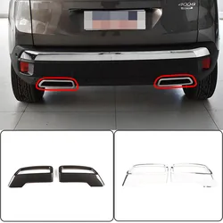 For Peugeot 3008 4008 5008 2017-2021 ABS Carbon Fiber/Bright Silver Car Tail Muffler Exhaust Pipe Output Cover Car Accessories