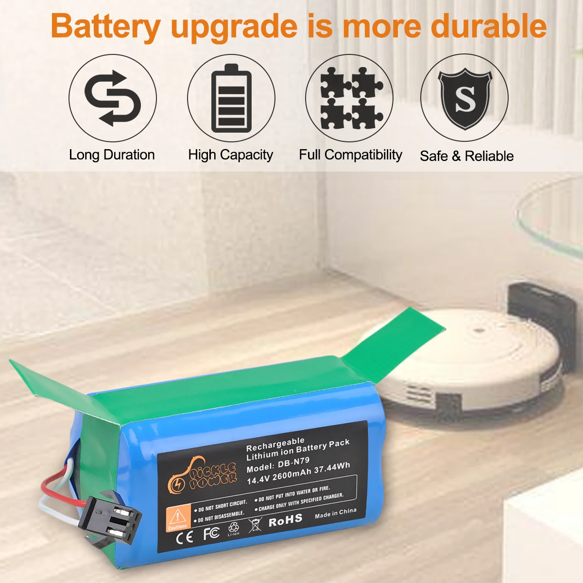 بطارية 14.4 فولت 2600mAh لجهاز Ecovacs Deebot N79 N79S DN622 Eufy Robovac 11 11S 11S Max 12 15C/S 30 30C 35C Conga excel 990.