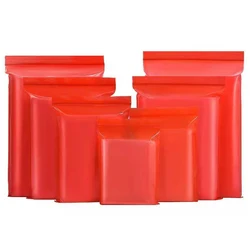 100Pcs Red Zip Lock Bag Resealable Grip Self Seal Reclosable Packaging Plastic Pouches for Gift Grocery Craft Storage