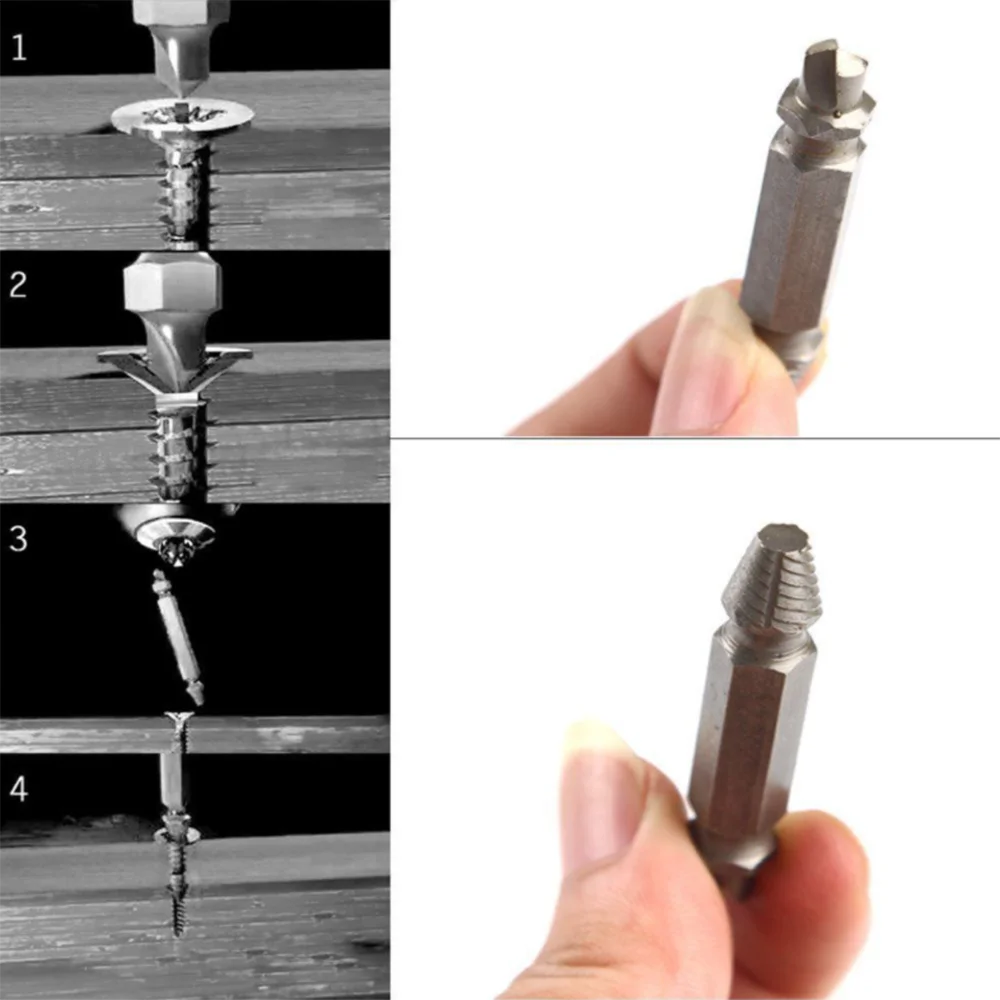 4Pcs Screw Extractor ชุดได้อย่างง่ายดายถอดหรือเสียหายสกรูคู่ Stripped Remover มือชุดเครื่องมือ