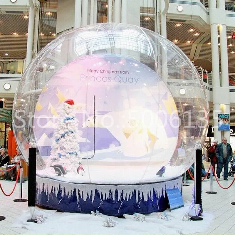 Kerstversiering Gigantische sneeuwbol Gigantische bubbeltent van menselijk formaat, opblaasbare mensen gaan binnen sneeuwbol te koop