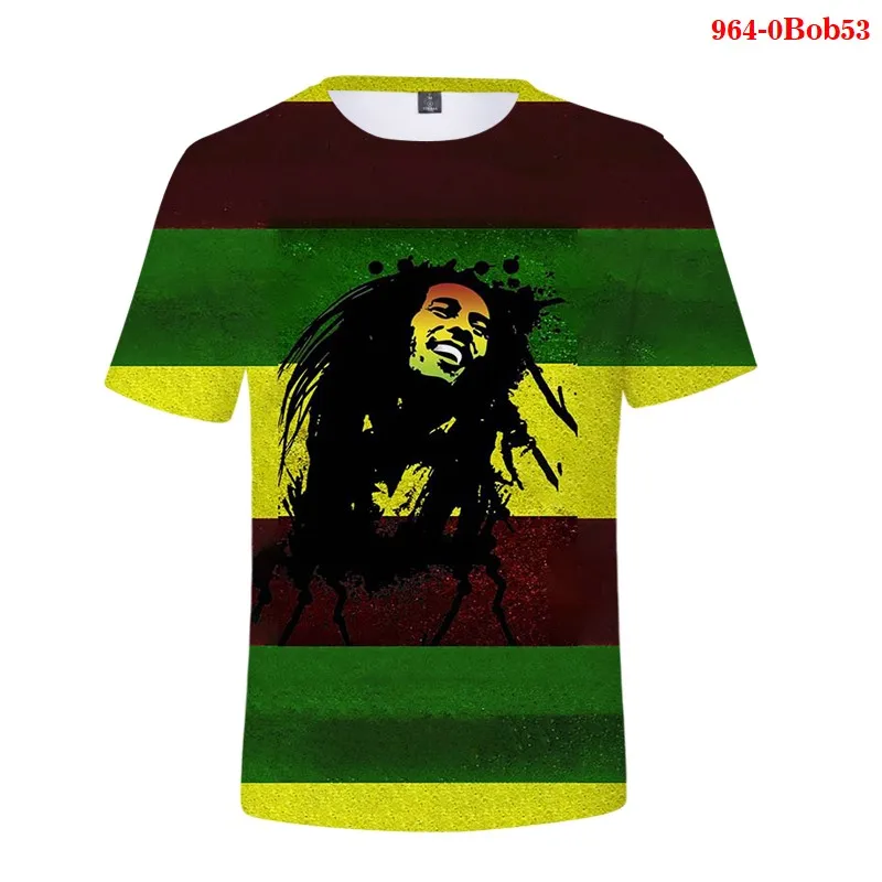 Men\'s T-shirt Bob Marley Rock Hip Hop T Shirt Men Male Summer Plus Size Streetwear Casual O-Neck Reggae Star Bob Marley T-Shirt