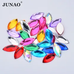 JUNAO 5x10mm 7*15mm Colorato Flatback Horse Eye Strass Colla su Strass Sciolti Appliques Pietre e Cristalli per la Decorazione