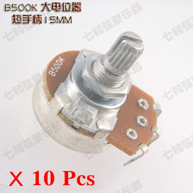 10 pcs Full Size  ELectric Bass Guitar Volume Tone Potentiometer B500K Short Split shaft 15mm Guitar Pots  (SDLSO7921)