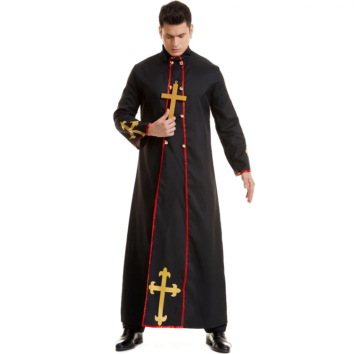 Halloween Wizard Missionar Pate Kostüm Medieval Renaissance Kirche Priest Cosplay Kleid