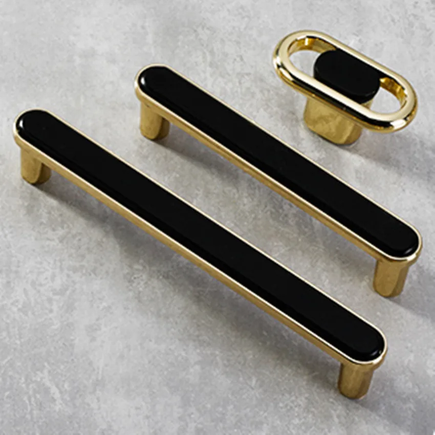 128 192mm modern simple fashion gold wardrobe kitchen cabinet door handle white black drawer tv cabinet cupboard dresser knob 5