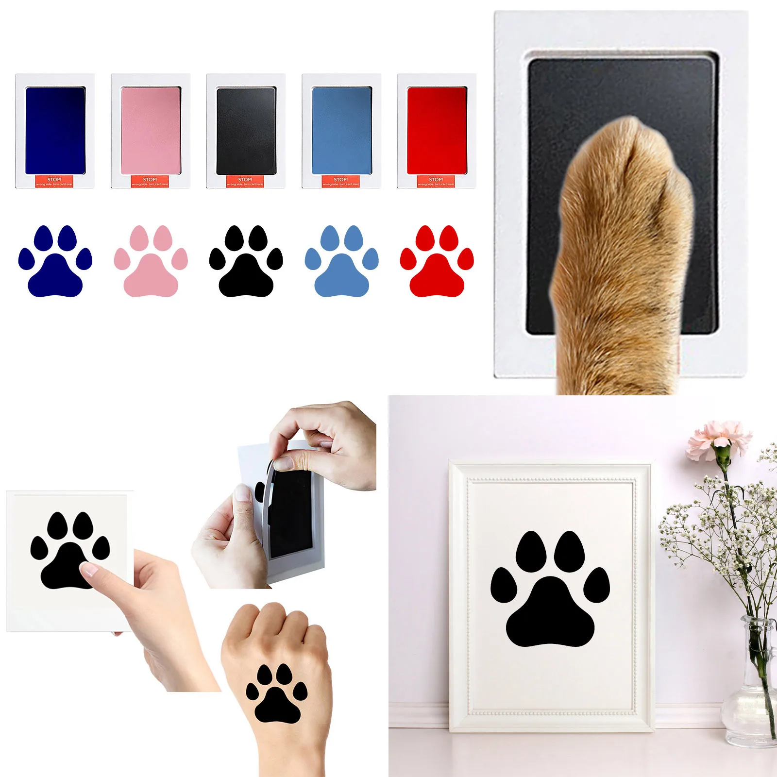 

Safe Non-toxic Baby Footprints Handprint No Touch Skin Inkless Ink Pads Kits For 0-6 Months Newborn Pet Dog Paw- Prints Souvenir