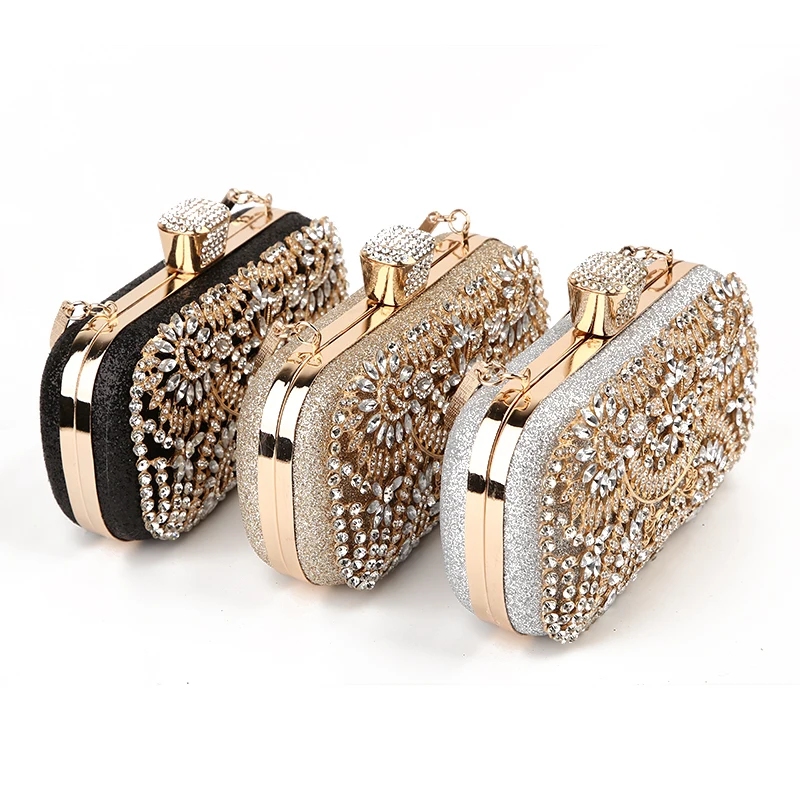Diamond Wedding Clutch Purse Luxury Women Handbag Design Party Shoulder Bag Flower Hollow Out Pattern Ladies Evening Bag ZD2078