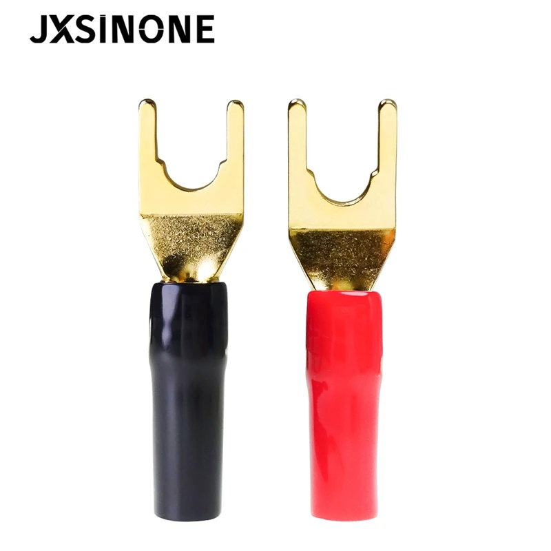 

Cleqee "U""Y" Gold Plated Spade Fork Banana Plug Set Solderless Speaker Cable Wire Connector Banana Plugs Adapter Audio Terminal