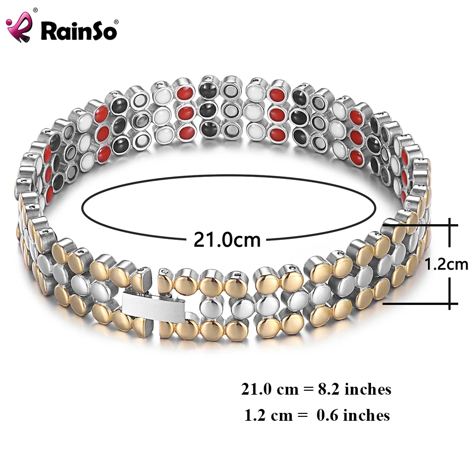 RainSo Women Stainless Steel Bracelets Magnetic Bio Energy Therapy Health Charm Jewelry