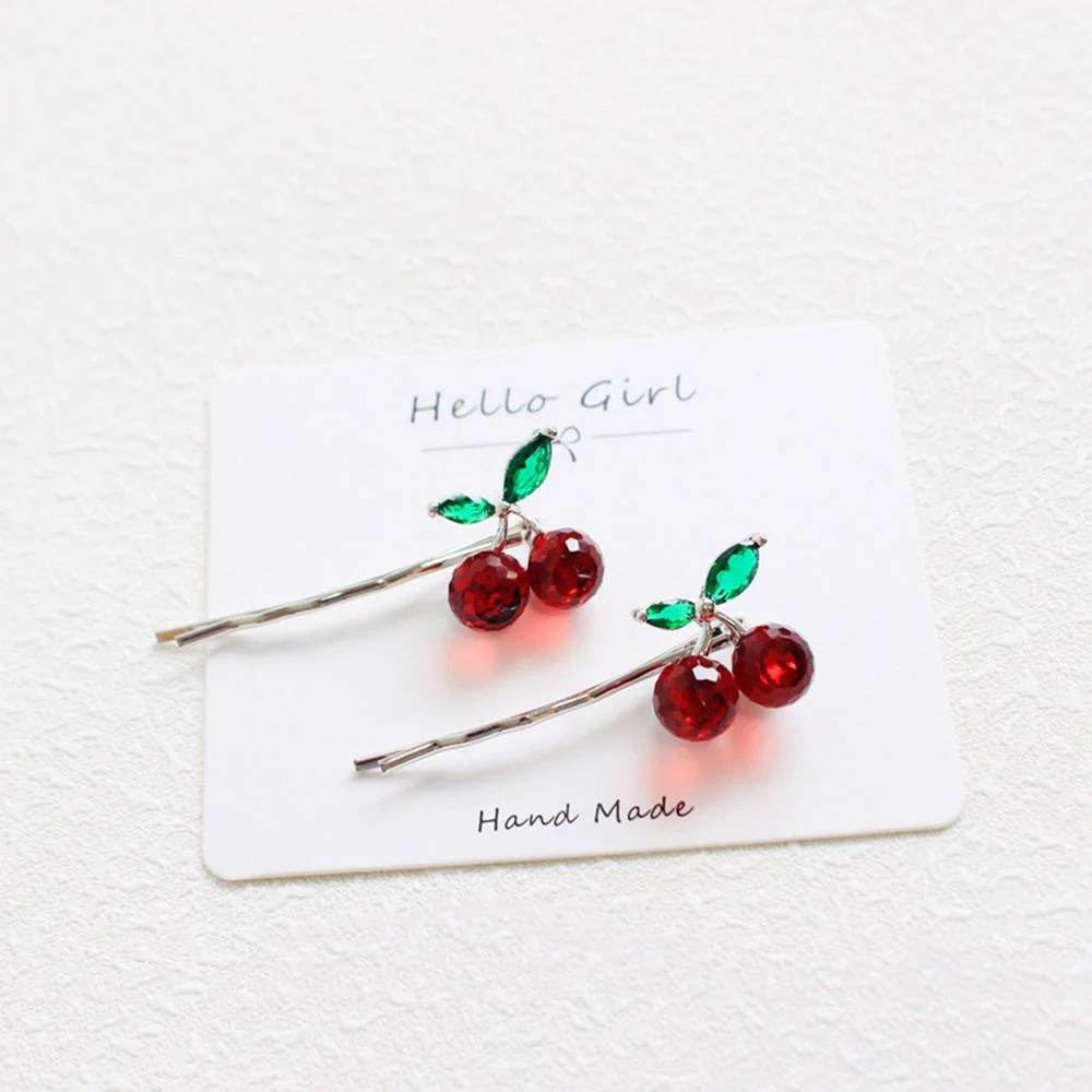 Fashion Crystal Cherry Hair Clip  Lovely Sweet Hairpins Barrette Headdress for Women Girl Hair Accessories