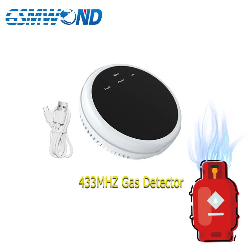 Smart Home Wireless Gas Leakage Sensor 433mhz Detector Natural Combustible Butane Methane Gas Leak For Security Alarm System kit