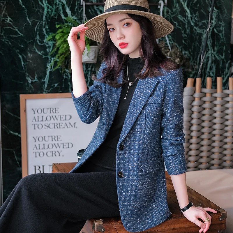

Fall Women Chic Office Lady Single Breasted Blazer Vintage Coat Fashion Notched Collar Long Sleeve Ladies Outerwear Stylish Tops