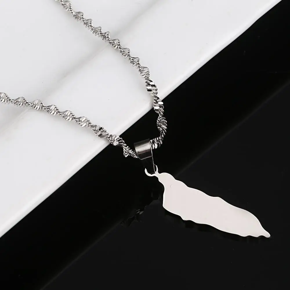 Stainless Steel Aruba Map Pendant Necklace Silver Color Caribbean Islands Maps Chain Jewelry