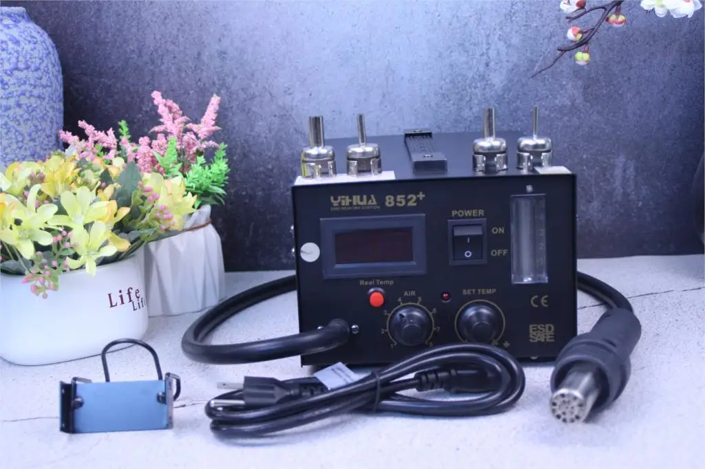 220V 600W YIHUA 852-plus Rework Station with Wind Speed Ball Mobile Phone BGA Professional Soldering Gun