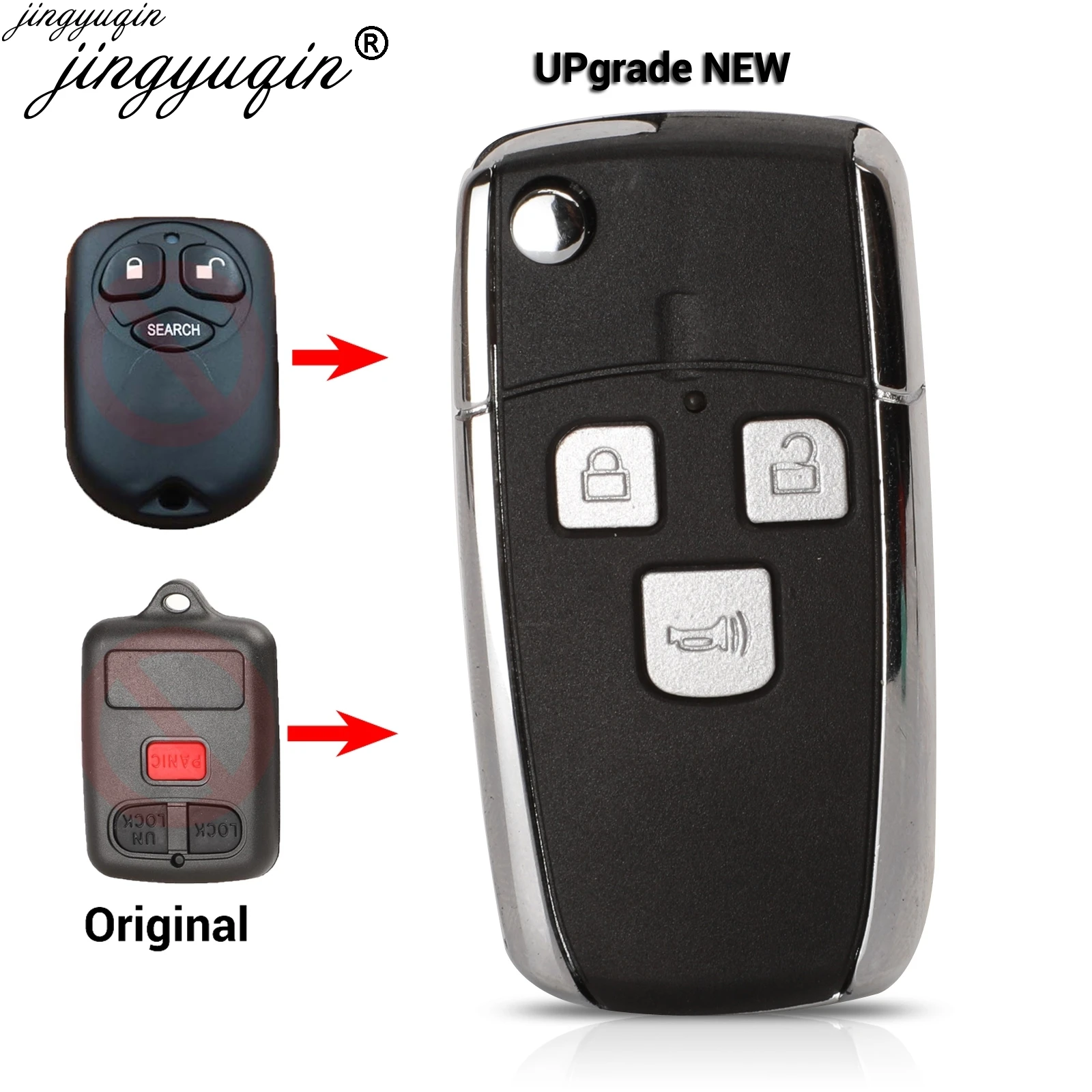 

Jingyuqin for BYD F3 F3R Fit Toyota Vios Car Key 3 Buttons Uncut Brass Blade Modified Remote Blank Key Cover Shell