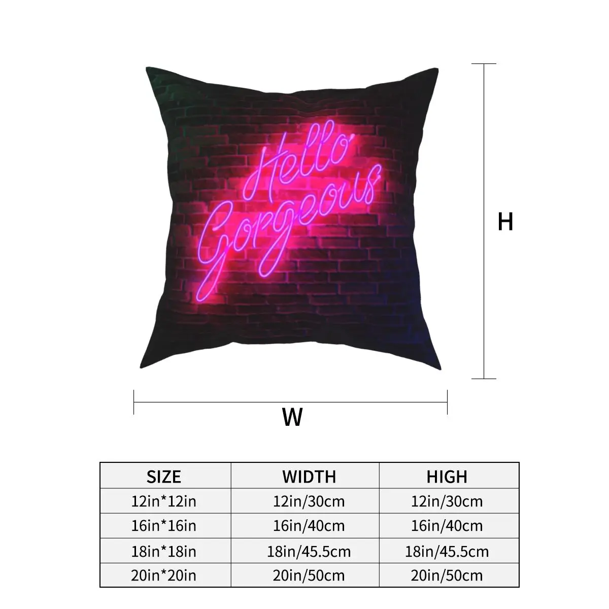 Hello Gorgeous Neon Pillowcases Polyester Couch Glow Pink Modern Punk Nightclub Cushion Cover Decorative Pillow Cover 45*45