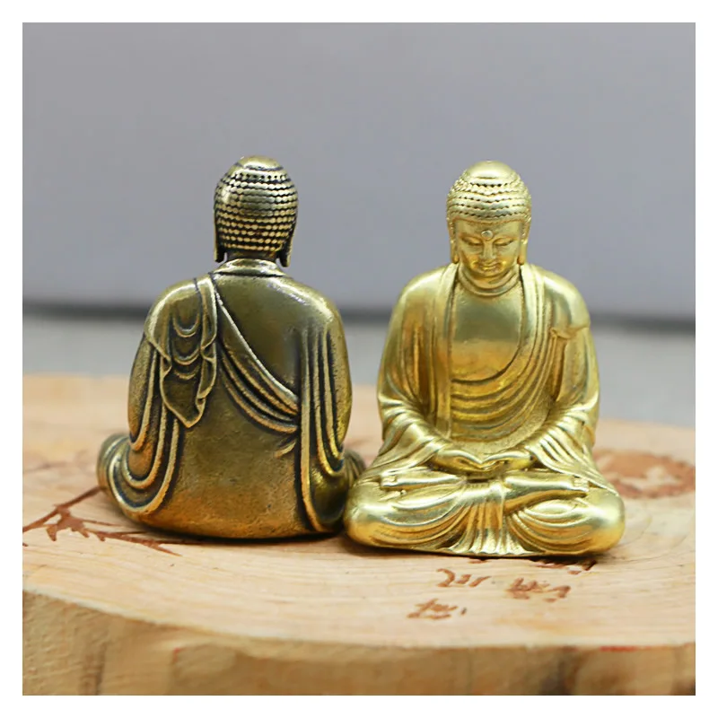 Mini Brass Buddha Statue Pocket Zen Buddha Copper India Thailand Figure Sculpture Home Office Desk Car Decorative Ornament