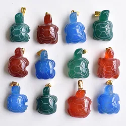 wholesale 12pcs/lot fashion natural onyx carved Turtle Tortoise Charms pendant for Necklaces jewelry making free shipping