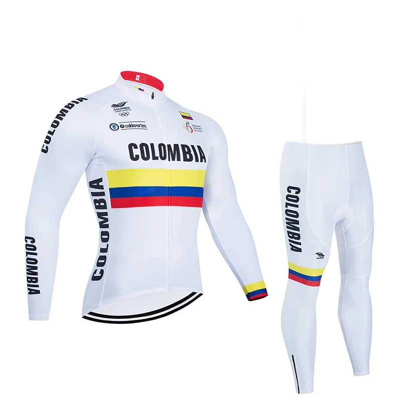 2022 COLOMBIA Autumn Men Long Sleeve Cycling Jersey Set Bib Pants Ropa Ciclismo MTB Bicycle Cycling Clothing Outdoor sportswear