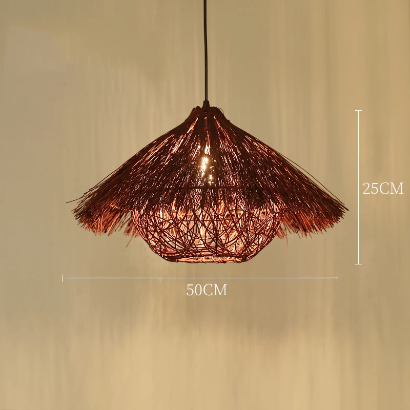 Pendant Lights Hand Woven Rattan Lampshade Designer Chandelier Kitchen Hanging Lamps Retro Restaurant Industrial Light Fixtures