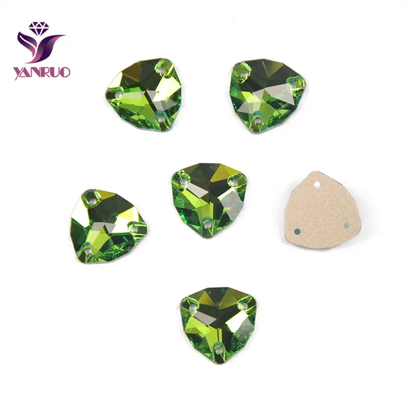 YANRUO 3272 Trilliant Peridot для рукоделия, швейные камни, украшения, зеленые, стеклянные купальники, одежда