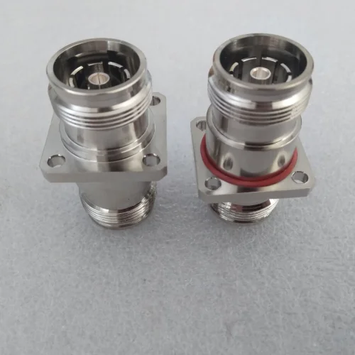 

4.3-10 MINI DIN Female To 4.3-10 MINI DIN Female With 4 Holes Flange Panel 18.24*18.24 Mount Coaxial Solder Connector adapters