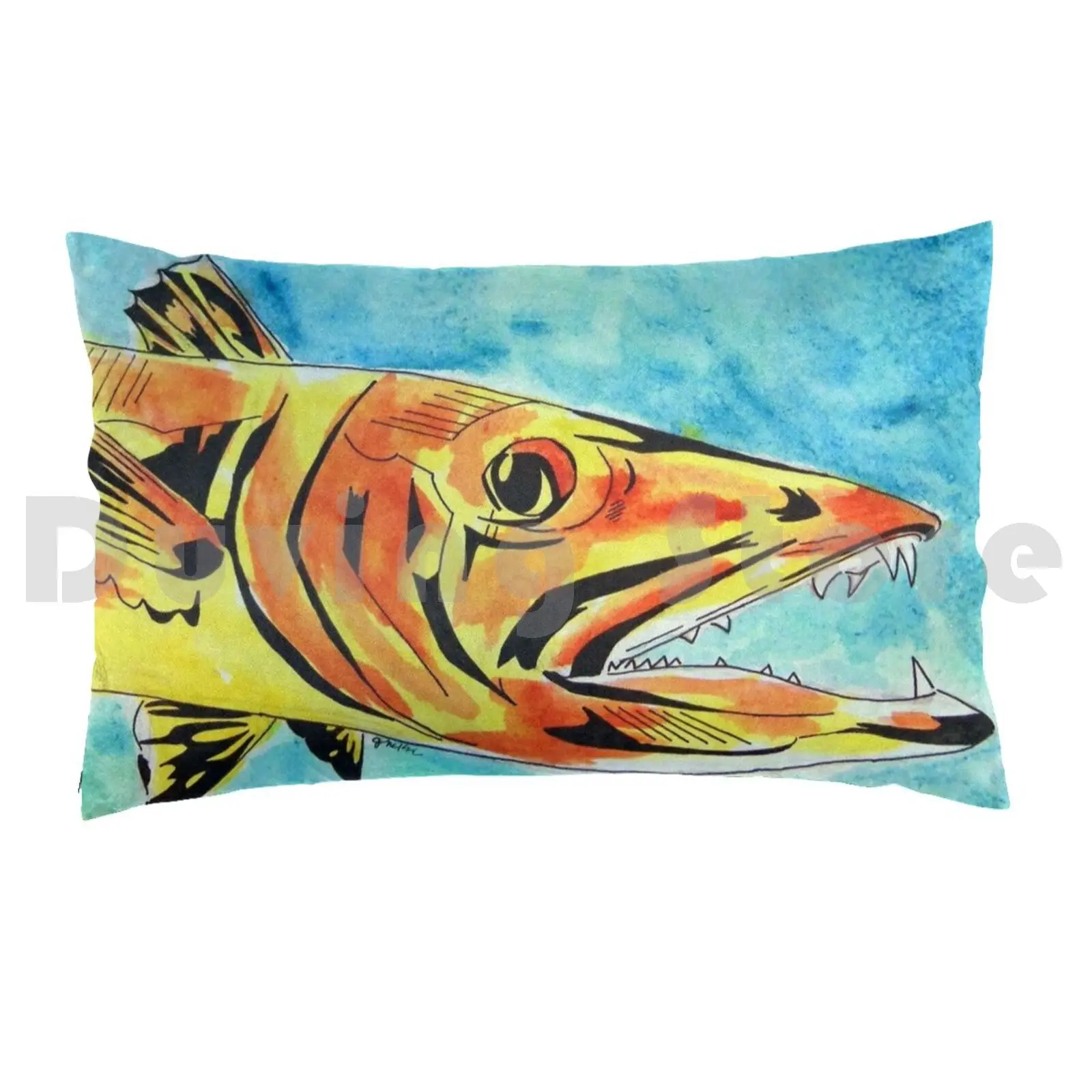 Barracuda Pillow case 2933 Barracuda Fish Gone Fishing Fishing Sea Life Janin Wise Dream