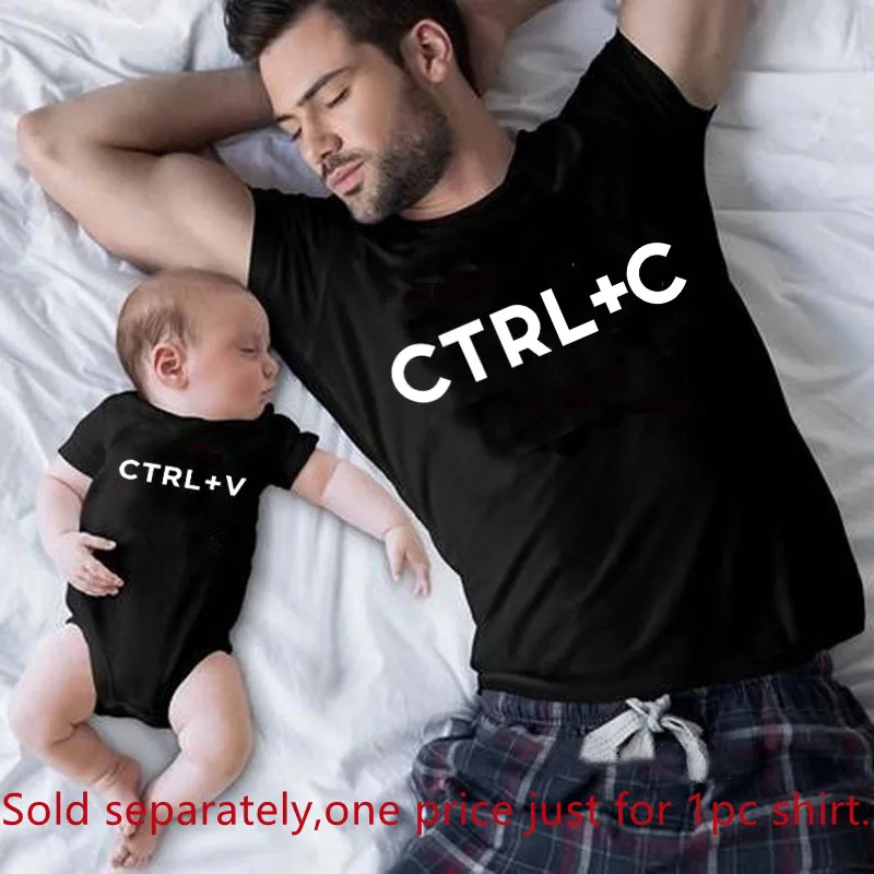 Ctrl+C and Ctrl+V Family Matching Clothes Funny Cotton Family Look Daddy Mommy and Me Kids Shirt Baby Bodysuit Father's Day Gift