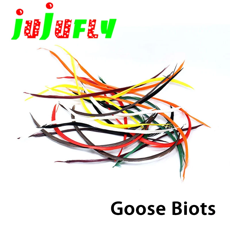 Selected 20pcs stripped goose biots feather in 8 popular colors nymph split tails&wingcase fly tying materials