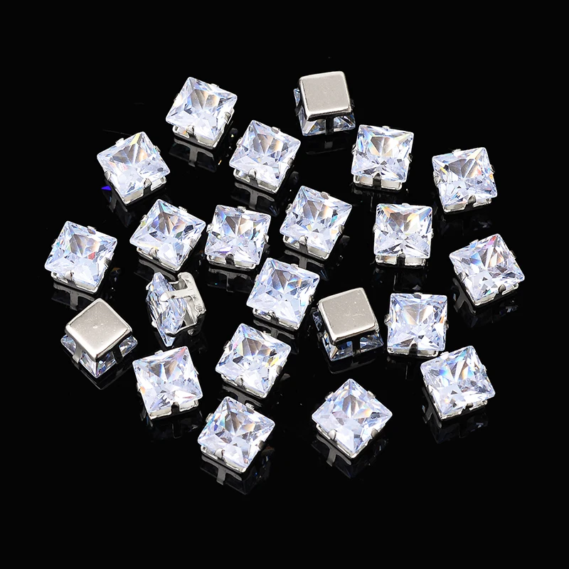 10p Multisize clear Natural Zircon artificial gemstone nicker setting sew on stones rhinestones DIY jewelry Crafts