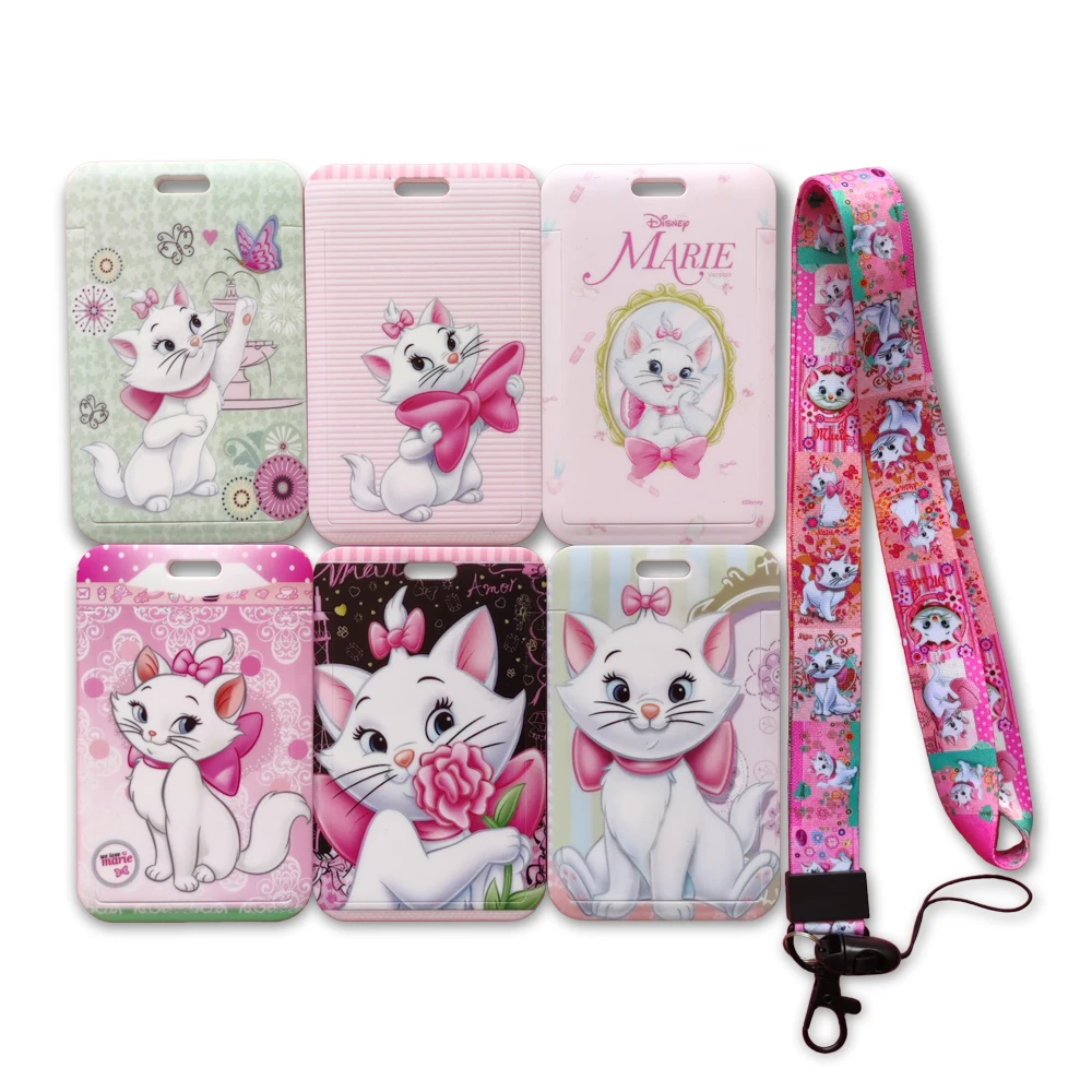 Disney Marie Cat Girls Credit Card ID Holder Bag Student Women Travel Bank Bus Business Card Cover Badge Accessories Gifts