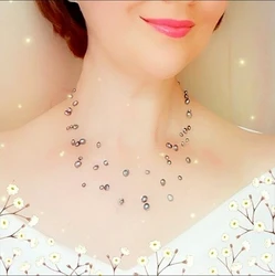 Qingmos 4-6mm Baroque Natural Freshwater Black Pearl Necklace for Women with Float Starriness Necklace 18-20