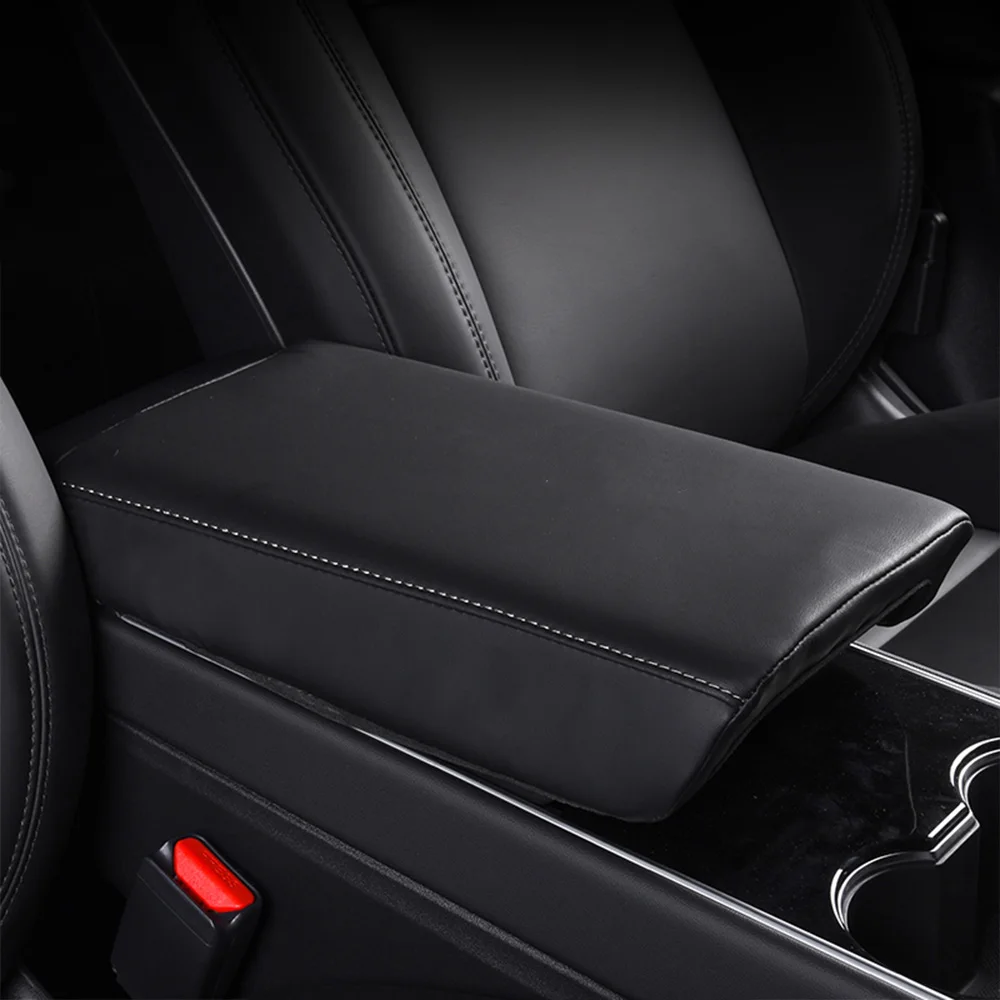 For Model 3 Y 2023 2022 2021 2020 Car Center Console Armrest Box Cover  Pad Soft Case Leather Mat Styling Car Accessories