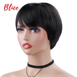 Blice Short Synthetic Wig Heat Resistant High Temperature Daily & Halloween Party Women WIgs American African Bang