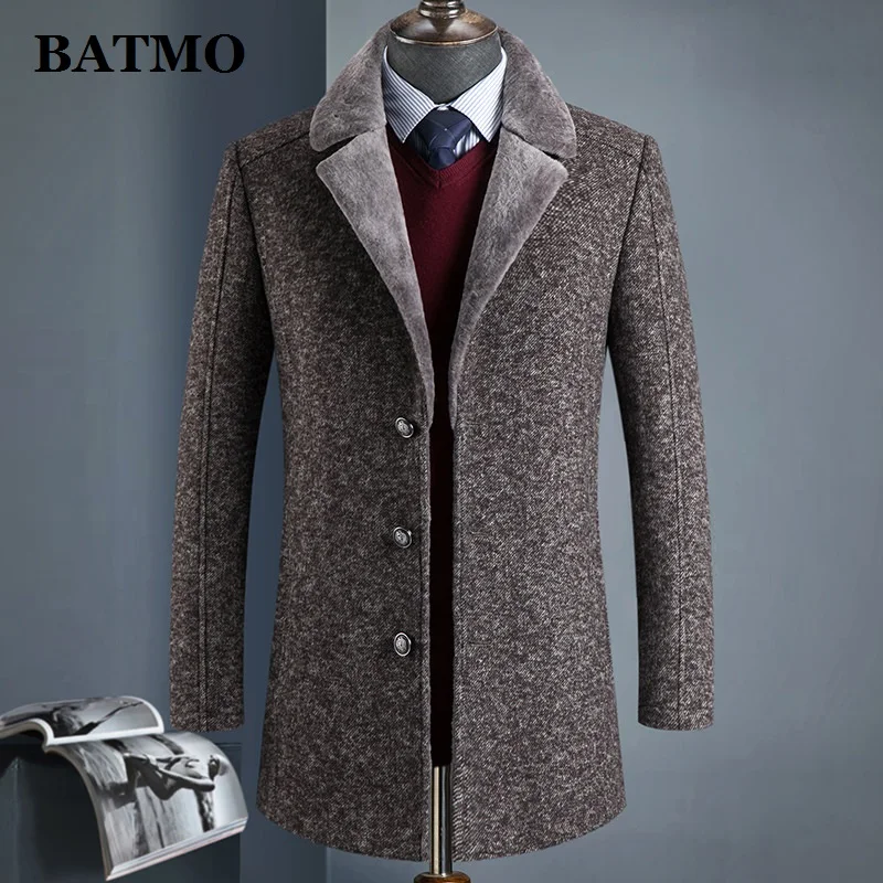 BATMO 2024 new arrival winter wool thicked trench coat men,men\'s casual jackets Overcoat 788