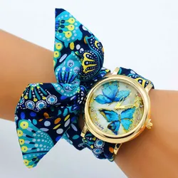 Shsby reloj de pulsera de tela de mariposa para mujer, reloj de vestir, reloj de tela de alta calidad, reloj de pulsera para niñas dulces, nuevo diseño