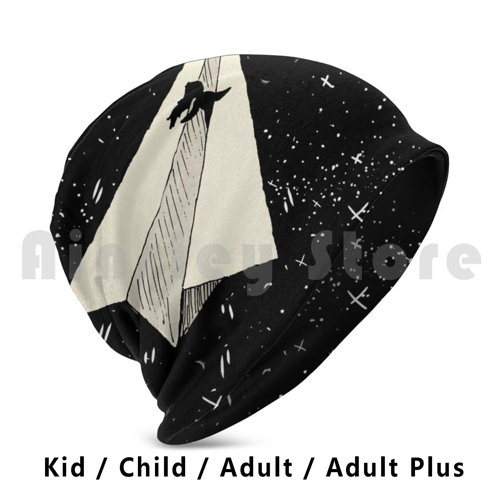 Girl Riding Paper Airplane Through Starry Sky Beanies Knit Hat 340 Beanies Print Paper Airplane Paper Airplane