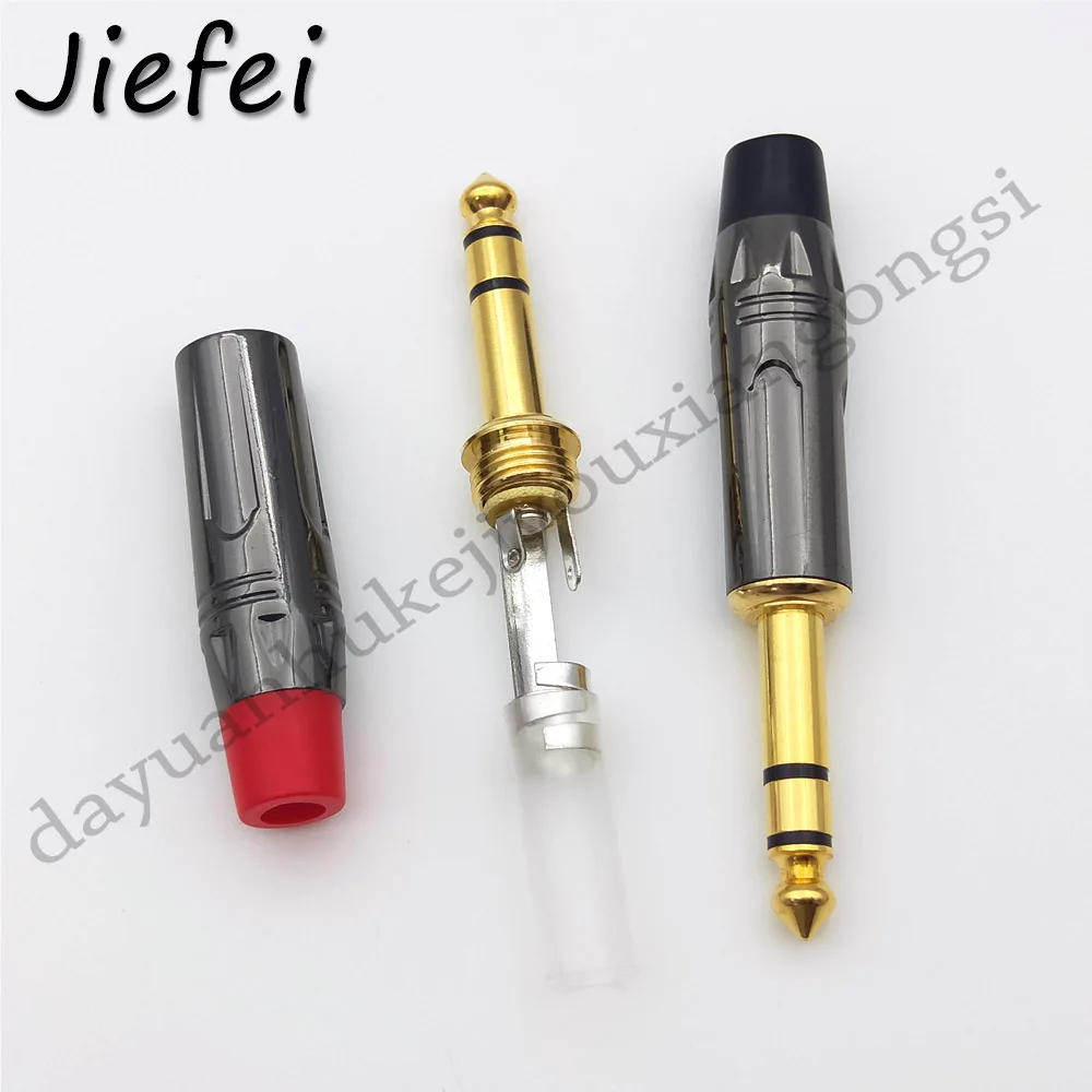 1Pcs 2 Pole Mono / 3 Pole Stereo Jack 6.35mm Connector Gold-Plated 6.3MM 1/4 Inch Plug Audio Microphone Cable Connector