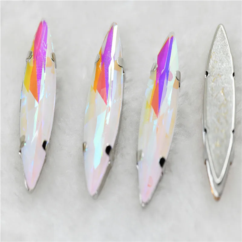 10x35mm 4x15mm Navette stenen Kerst stijl witte k klauw instelling voor sieraden of jurk tassen opnaaien